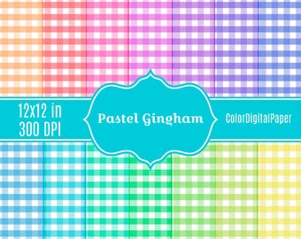 Pastel Gingham Paper Easter Paper Picnic Paper Gingham Digital Baby Shower Digital Paper Commercial Use Printable Scrapbook Paper Pack