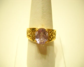 Gorgeous Light Amethyst Crystal Ring (5695) HGE, Size 9 1/2