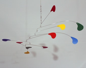 Kinetic Art Mobile, Rainbow Mobile, skys53, Calder Inspired Mobile, Hanging Mobile, DewDrop Mobile, Sculpture, Mobiles, Horizontal Mobile