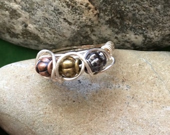 Sterling Brass Copper and Gold Ring