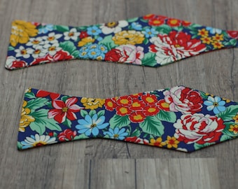 Handmade bow tie colorful floral self tie freestyle colorful cotton bowtie