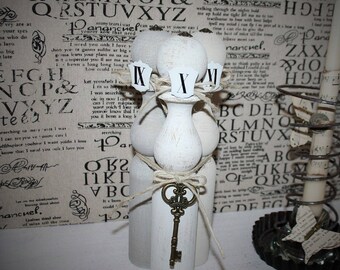 Antique wooden bowling items charm