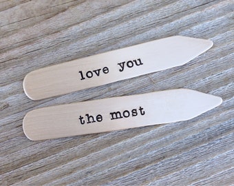 custom Hand stamped bronze collar stays 8 year anniversary wedding gift for him