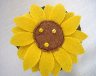 Yellow sunflower pincushion