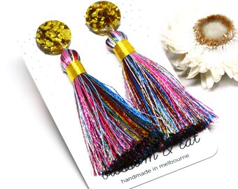 Festival Tassel Earring · Short Tassel Earring · Pinky Blue Tassel Earring · Tassel Earring · Blue + Gold Tassel Earring