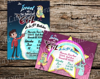 DIGITAL star vs the forces of evil Birthday party Invitation digital download