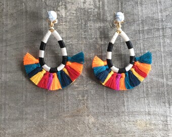 Fan tassel earrings | Tassel earrings | bohemian earrings | colorful tassel earrings | red tassel earrings | green tassel earrings |