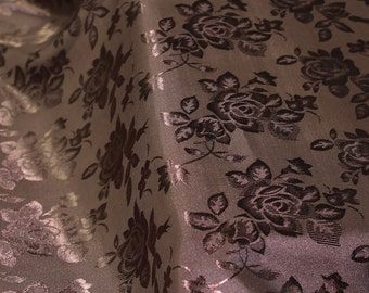 Brown Floral Jacquard Brocade Satin Fabric By the Yard Style 3006