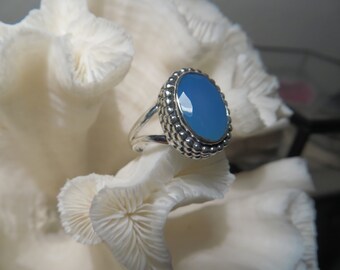 Beautiful Aqua Chalcedony Ring Size 7
