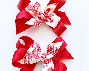 Tycam Handmade Red Toile Hairbow (set of two)