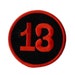 Number 13 embroidered iron on patch