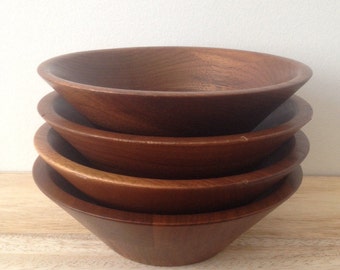 mid century modern walnut wood bowls
