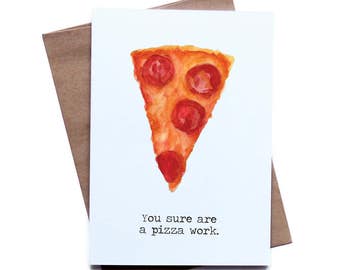 Food Pun Greeting Card for Him Her I Love You Birthday Anniversary Boyfriend Girlfriend Husband Wife Pizza Pun