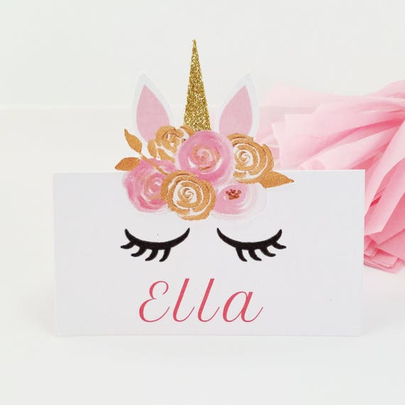 Pink and Gold Unicorn Place Cards Table Decor Unicorn Pink and Gold Unicorn Place Cards Table Decor Unicorn