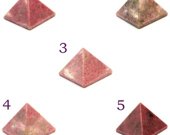Natural Rhodonite Stone Pyramid (YOU CHOOSE!)-2.0-3.0 cm (Reiki/Chakra) A