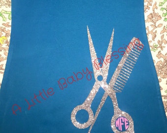 Custom Hairdressers tank Scissors Comb Monogram