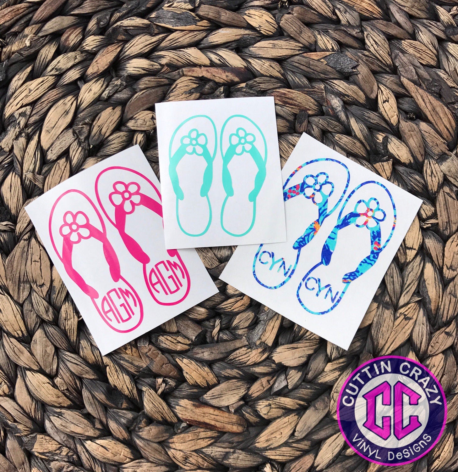 Flip Flops Vinyl Decal With or Without Personalizing Lilly