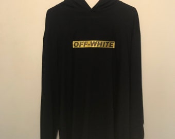 Off White Hoodie / Hand Stitched Off White / Size XL
