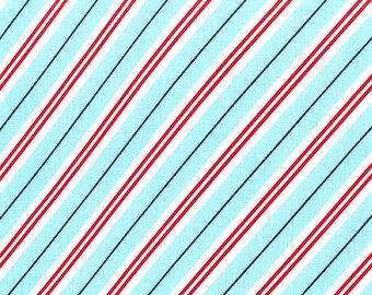 Diagonal Stripe Fabric - Choose Aqua, Green or Red - Cotton Yardage - Michael Miller - Quilting - Fat Quarter, Half Yard, By The Yard