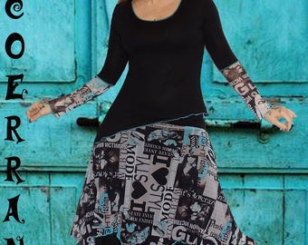 Set Top and asymmetrical skirt, Top long sleeves, asymmetrical skirt "Urban Blue..."