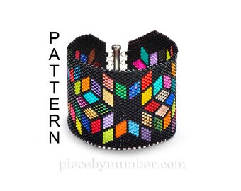 Delica Diamonds peyote bracelet pattern, beadwork bracelet, instant download PDF pattern, brick stitch, beadweaving pattern, beadwork chart