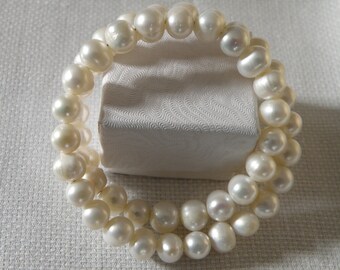 Lustrous Pearl Double Row Bracelet - 9 mm