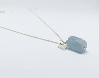 Raw aquamarine necklace, 925 sterling silver aquamarine pendant, personalised aquamarine pendant, raw aquamarine pendant, personalized