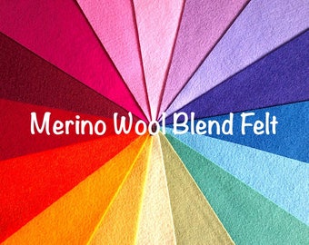 Wool Felt / 5 sheets / 8X12" (20X30cm) / Choose your colour / Felt sample pack /Felt sheets/Rainbow felt/Crafting felt/Felt toy/Felt flowers