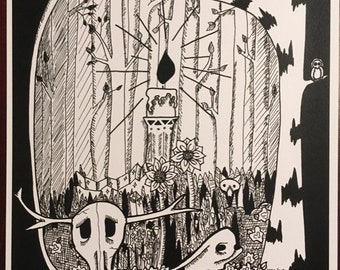 Black and White Forest Print
