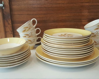 Autumn Gold Semi Vitreouis Dinnerware Century Service Corp Alliance Ohio Mid Century Modern Farmhouse, Vintage China Set, Wedding Gift