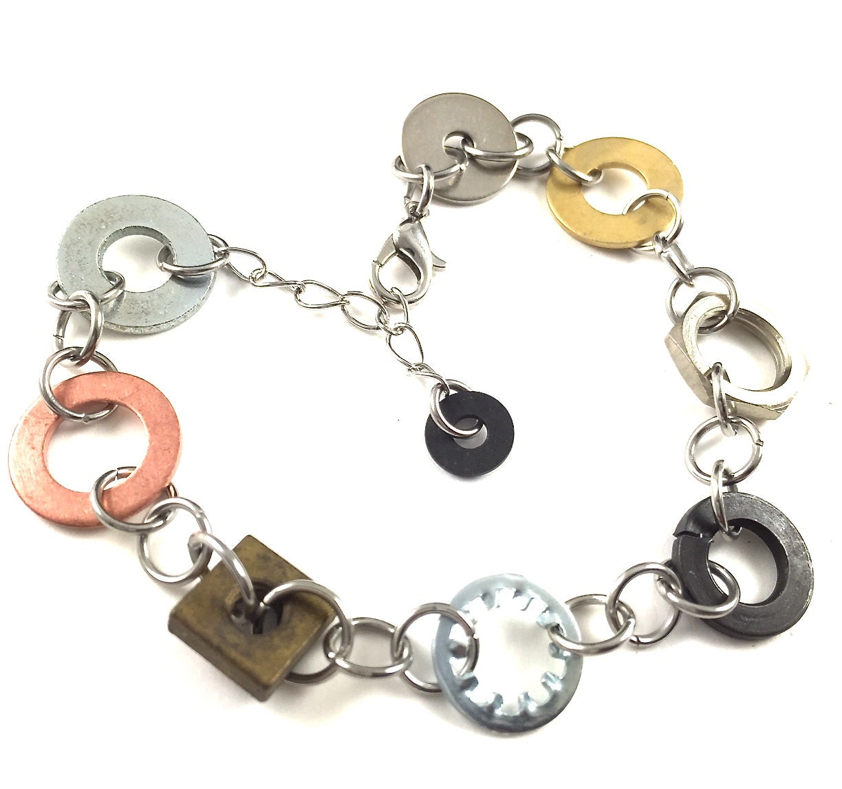 Chain Bracelet Mixed Metal Hardware Jewelry Industrial Eco