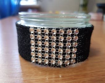 Black and silver sequin tealight holder