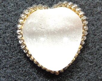 Vintage Camphor Glass Heart Brooch