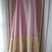 long sweeping floor length high-waist vintage full length pink satin slip skirt, 7 tiered rows of ruffled yellow lace, feminine charm