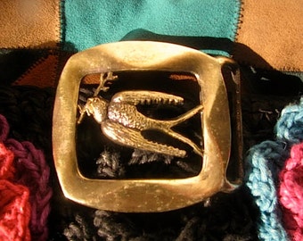 Authentic 1960's Vintage Peace Dove Belt Buckle