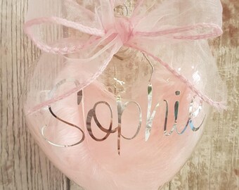 Personalised Glass Feather Bauble