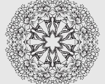 6 Printable Mandalas for Coloring and Home Decor - Instant Download - Print Ready