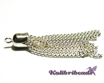 Classic Silver Plated Chain Tassles 7 mm x 40 mm (5 pc.)