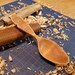 Small eating spoon from seasoned birch. Pocket spoon with kolrosing.