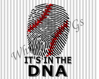 Baseball It's in the DNA Fingerprint SVG DXF Cutting File