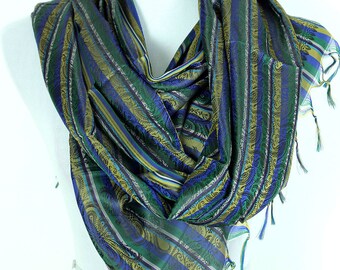 Striped Print Scarf (Green)