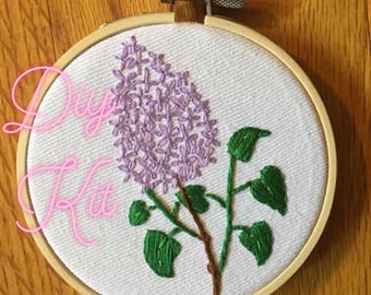 DIY Embroidery Kit, Learn to embroider, Beginner Embroidery, Floral Lilac Embroidery,Embroidered Flowers Lilac,Flowers Floral Embroidery Kit