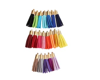 Mini Leather Tassels- Jewelry Tassel-Fringe Tassel-Suede Leather- Gold Cap Fringe Tassels