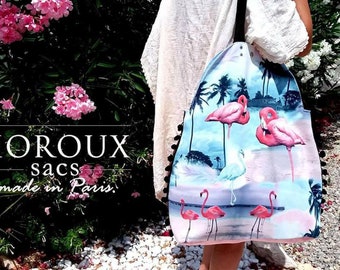 Beach bag, weekend bag, Shopping Bag, bag, travel, Flamingo, SacCabas