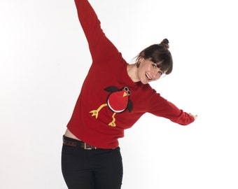 Squeaky Tummy Robin Ladies Christmas Sweater