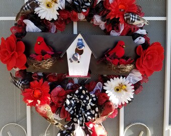 Bird Lover's Deco Mesh Wreath
