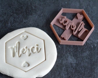 Emporte-pièce Message "Merci" - Biscuit Merci - Moule pour biscuit Merci - Cadeau mariage, baptême, anniversaire, Cadeau maitresse, atsem