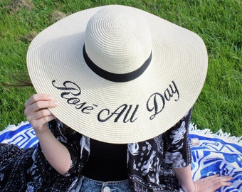 Embroidered Wide Brim Floppy Hat Wish you were here/Leave a message/Do not disturb/ROSÉ All Day