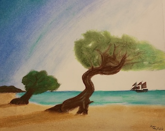 Pirate Cove Pastel Drawing