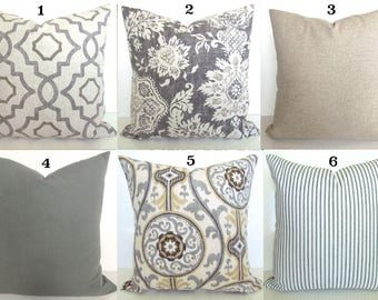 GRAY PILLOWS TAN Throw Pillow Covers Grey Pillows Grey Throw Pillow Covers Gray Pillow Covers Tan & Grey Pillows 16 18x18 20 All Sizes